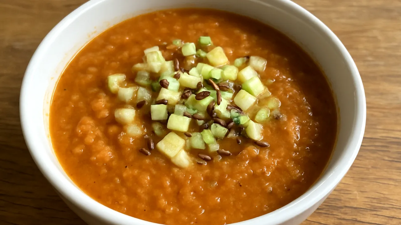 Zuppa di lenticchie rosse decorticate con finocchio e semi di lino"