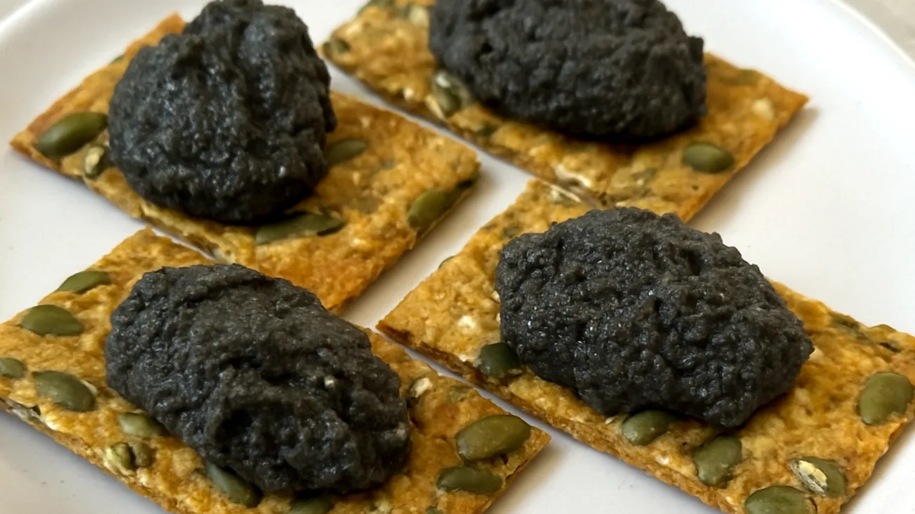 Crackers di semi di zucca con hummus di ceci neri"