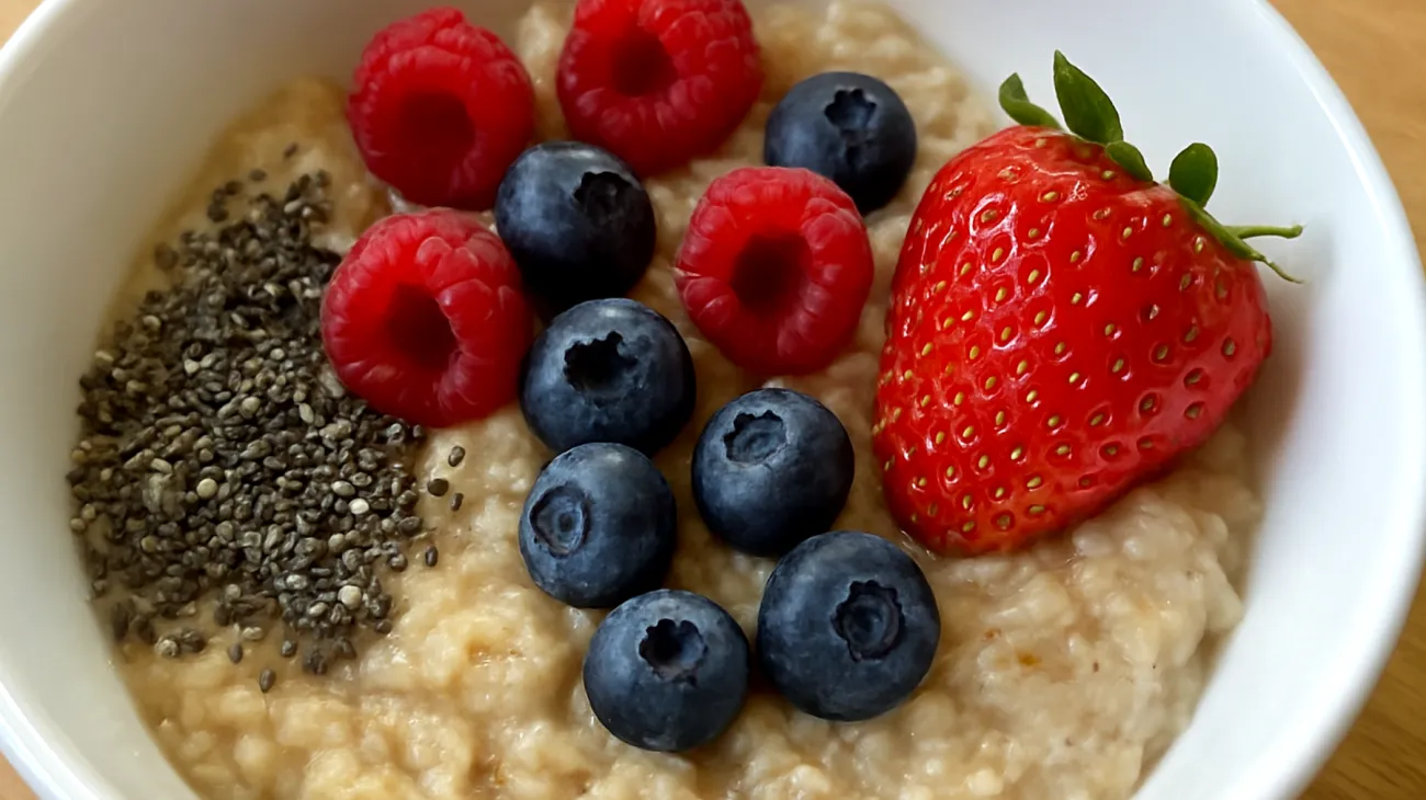Porridge di avena con semi di chia e frutti di bosco"