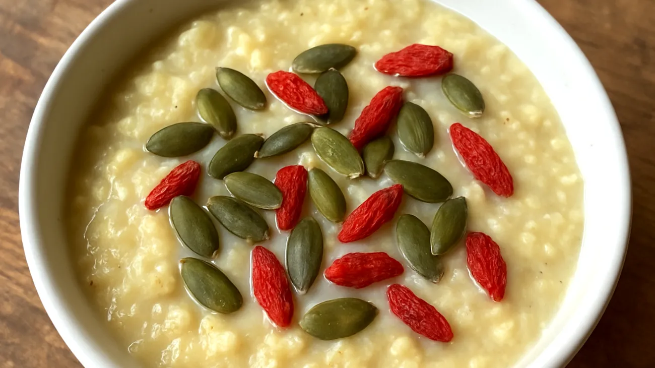 Porridge di miglio con semi di zucca e bacche di goji"