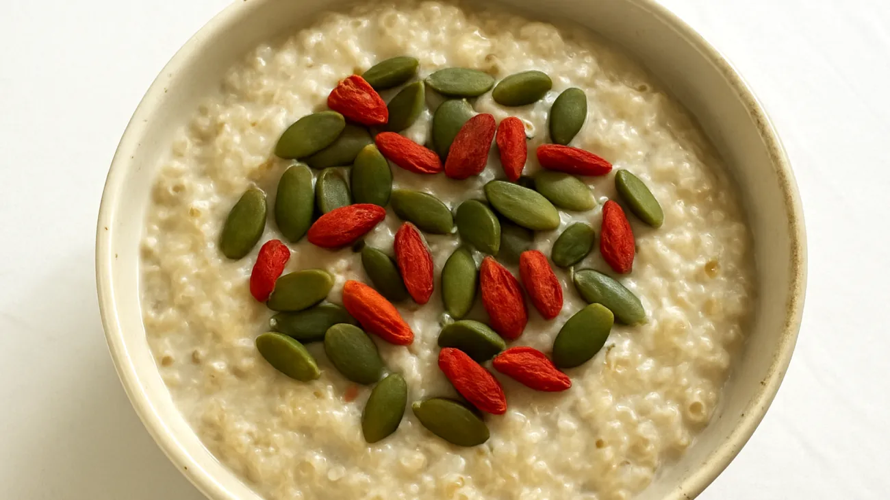 Porridge di quinoa con semi di zucca e bacche di goji"